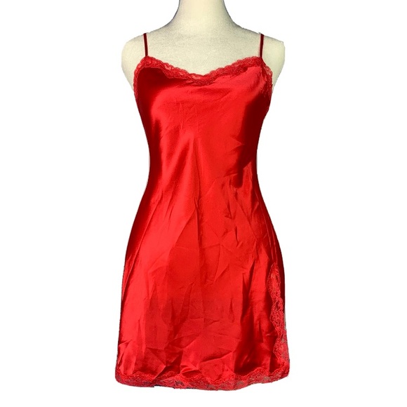 Victoria's Secret Other - Victoria’s Secret Lot 2 Satin Lace Accent Split Babydoll Slip Dress Nightgown
